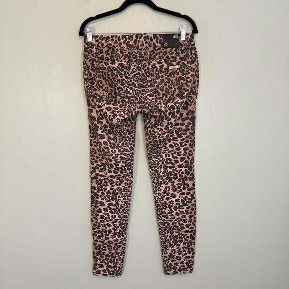 AX Armani Exchange Jeans Womens 4 Black Tan Cheetah Animal Print Low Rise Skinny - Picture 2 of 8